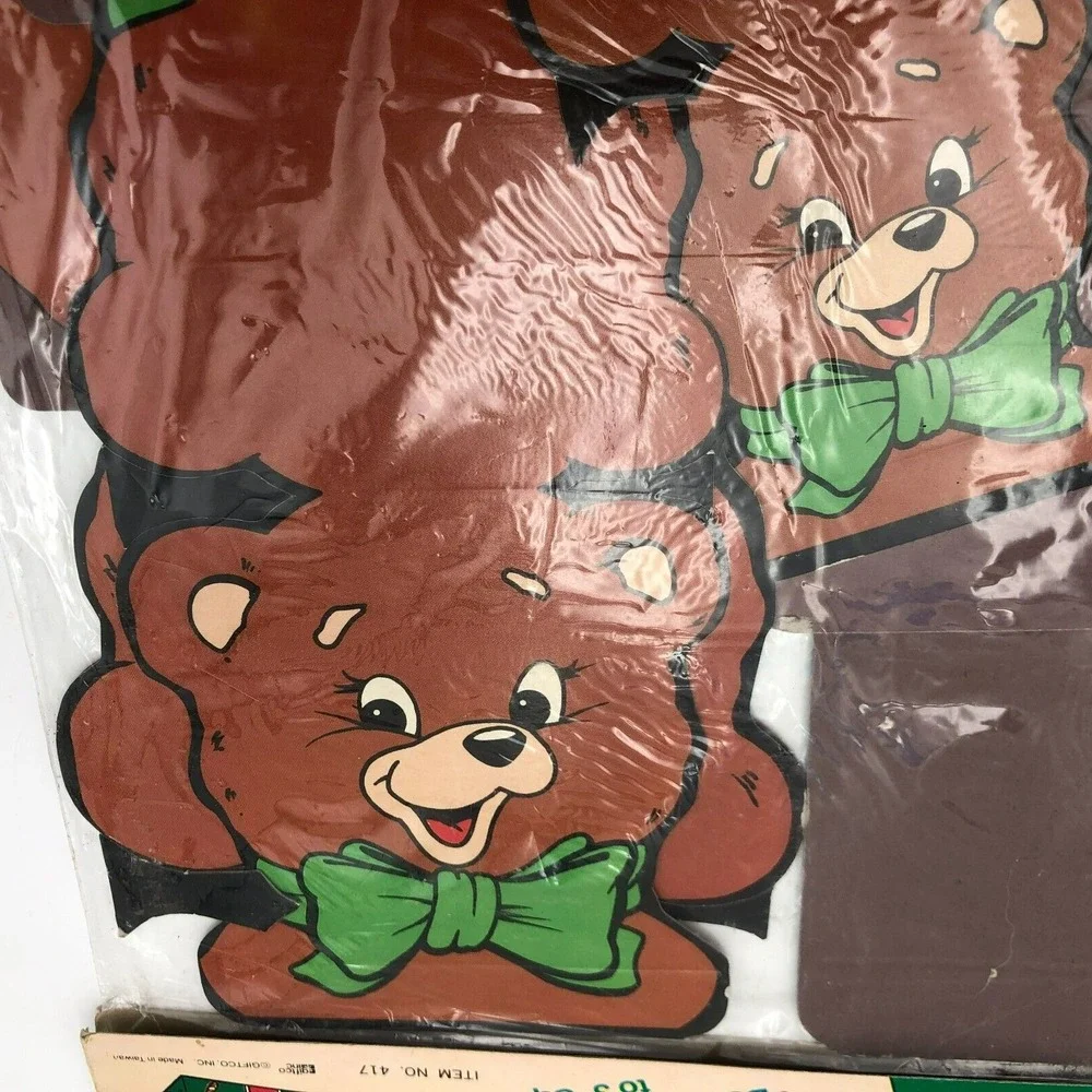 Vintage NOS Holiday Gift Boxes Teddy Bear Cardboard Set Of 4 plus 1 extra